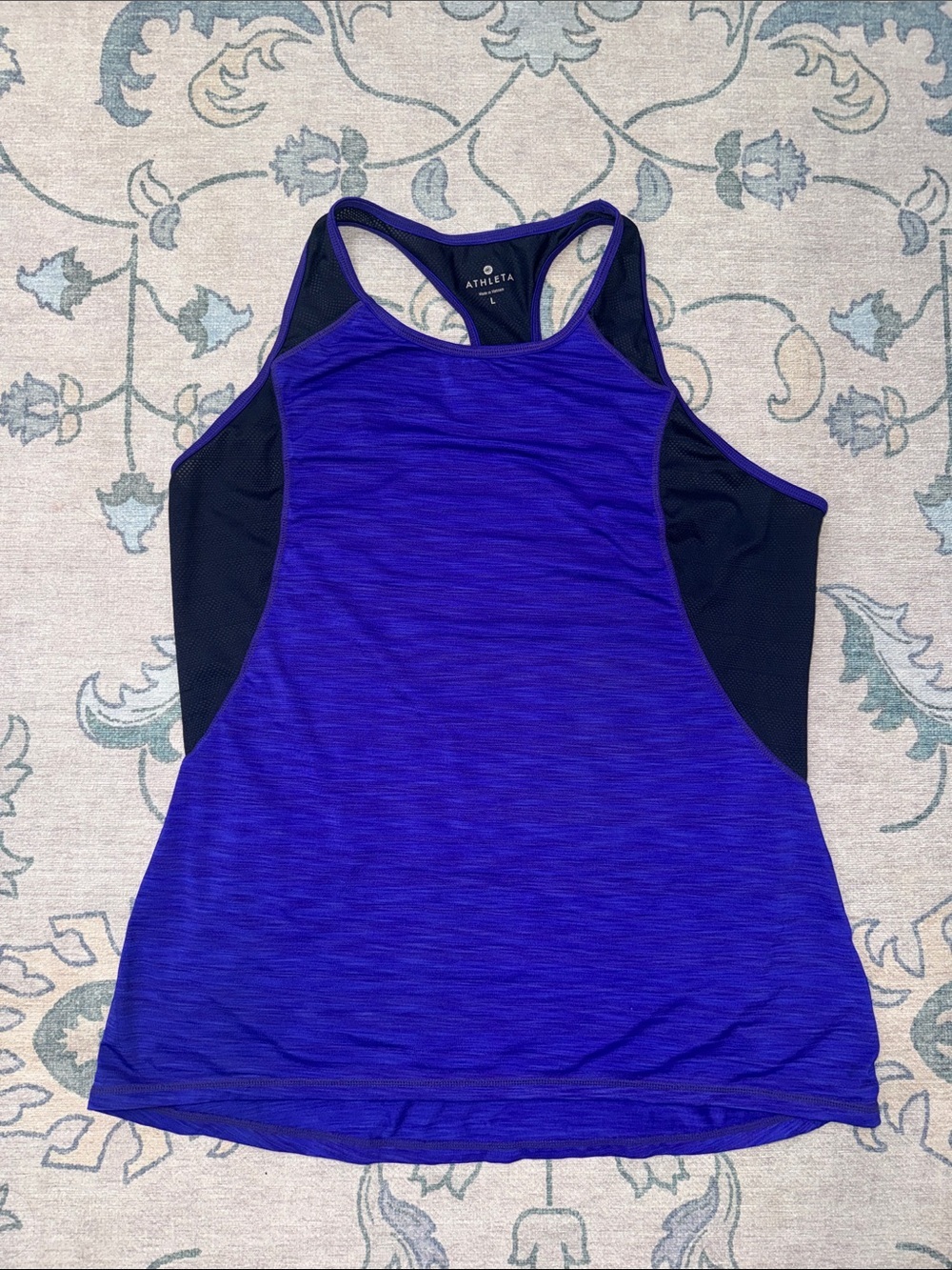 Athleta Racerback Tank Top - Purple with Black Mesh Panels Size L